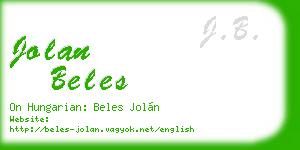 jolan beles business card